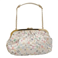 【原宿店限定】ルイ・ヴィトン LOUIS VUITTON オモニエール ポーチ マルチカラーサテン ホワイト M92060 レディース 104388SV