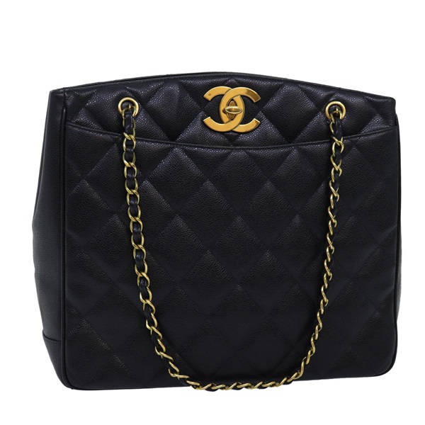 【原宿店限定】シャネル CHANEL ショルダーバッグ デカマトラッセ チェーン キャビアスキン ブラック レディース fm3373AV
