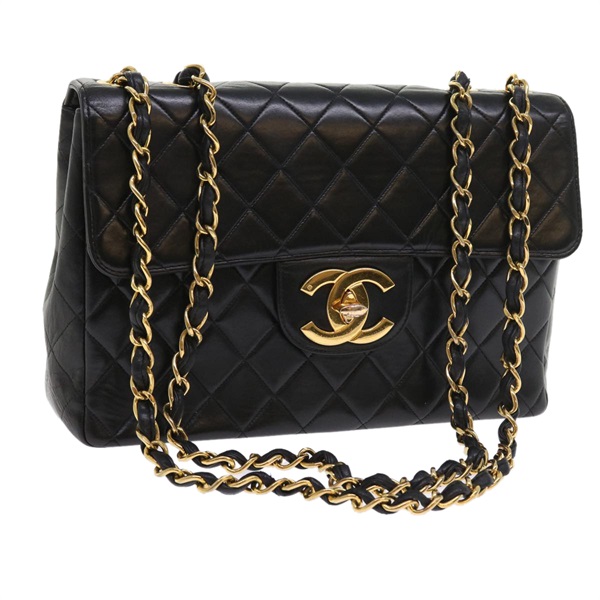 【原宿店限定】シャネル CHANEL ショルダーバッグ デカマトラッセ チェーン レザー ブラック レディース fm2835V
