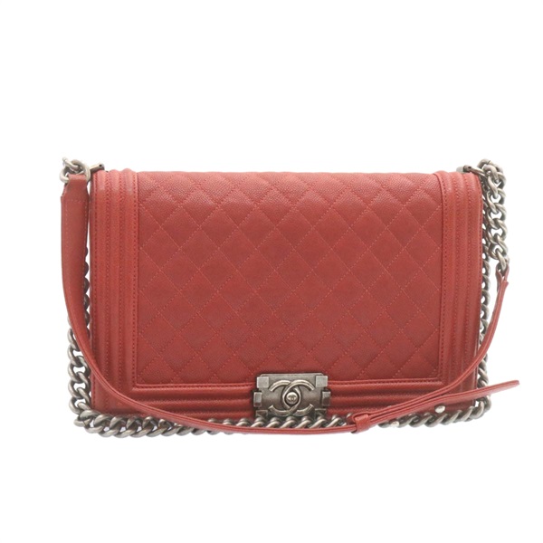 【原宿店限定】シャネル CHANEL ショルダーバッグ ボーイシャネル マトラッセ チェーン フラップ レザー レッド レディース 28281AV