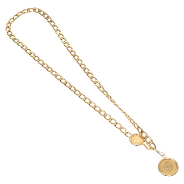 【原宿店限定】シャネル CHANEL ベルト チェーン メタル レザー 84cm ゴールドトーン レディース bs22500