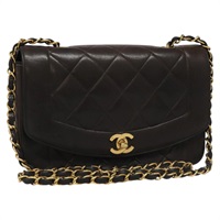 【原宿店限定】シャネル CHANEL ダイアナ ショルダーバッグ チェーン ラムスキン ブラック ゴールド レディース PP173V