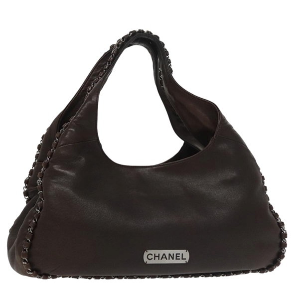 【原宿店限定】シャネル CHANEL ハンドバッグ チェーン ラムスキン ブラウン レディース yk15907AM