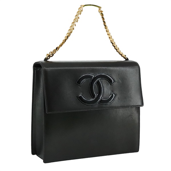 【原宿店限定】シャネル CHANEL ハンドバッグ チェーン レザー ブラック ゴールド レディース PP125V