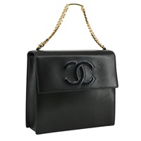 【原宿店限定】シャネル CHANEL ハンドバッグ チェーン レザー ブラック ゴールド レディース PP125V