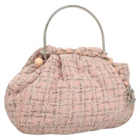 【原宿店限定】シャネル CHANEL ハンドバッグ チェーン ツイード ピンク シルバー レディース bs24284V