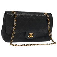 【原宿店限定】シャネル CHANEL ショルダーバッグ チェーン マトラッセ 25 ラムスキン ブラック ゴールド レディース PP032AV