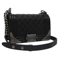 【原宿店限定】シャネル CHANEL ショルダーバッグ チェーン マトラッセ ボーイシャネル ラムスキン ブラック レディース BA244S