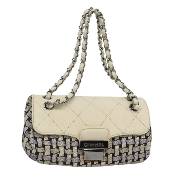 【原宿店限定】シャネル CHANEL ショルダーバッグ チェーン ツイード ブルー レディース BD1099V