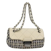 【原宿店限定】シャネル CHANEL ショルダーバッグ チェーン ツイード ブルー レディース BD1099V