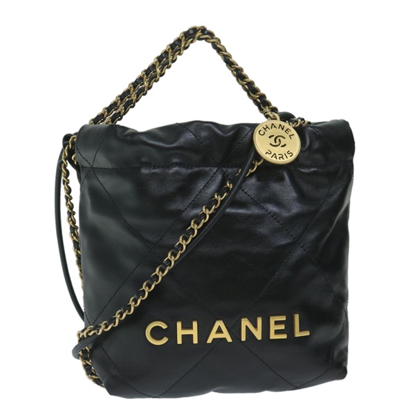 【原宿店限定】シャネル CHANEL ハンドバッグ CHANEL 22  チェーン レザー ブラック AS3980 レディース 59889SM