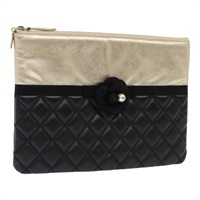【原宿店限定】シャネル CHANEL クラッチバッグ レザー ブラック ゴールド レディース 93804AV