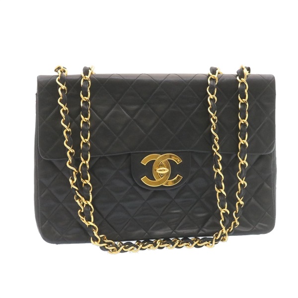 【原宿店限定】シャネル CHANEL ショルダーバッグ デカマトラッセ ターンロック　チェーン ラムスキン ブラック ゴールド レディース ar5950AV