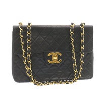 【原宿店限定】シャネル CHANEL ショルダーバッグ デカマトラッセ ターンロック　チェーン ラムスキン ブラック ゴールド レディース ar5950AV
