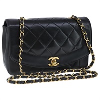 【原宿店限定】シャネル CHANEL ショルダーバッグ ダイアナ 22 チェーン ラムスキン ブラック ゴールド レディース PP029V