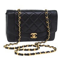 【原宿店限定】シャネル CHANEL ショルダーバッグ ダイアナ マトラッセ チェーン  ラムスキン ブラック レディース yk12192AV