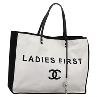 【原宿店限定】シャネル CHANEL レディ ファースト トートバッグ キャンバス ブラック ホワイト レディース PP319AV