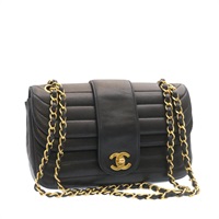 【原宿店限定】シャネル CHANEL ショルダーバッグ ラムスキン ダブルフラップ チェーン ブラック レディース 26207AV
