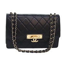 【原宿店限定】シャネル CHANEL ショルダーバッグ マトラッセ  ココマーク チェーン ラムスキン ブラック ゴールド レディース yk15214AV