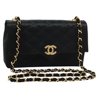 【原宿店限定】シャネル CHANEL ショルダーバッグ マトラッセ 23 シングルフラップ  チェーン サテン ブラック ゴールド レディース PP242AV