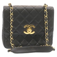 【原宿店限定】シャネル CHANEL ショルダーバッグ マトラッセ チェーン フラップ ラムスキン ブラック ゴールド レディース 28632SAV