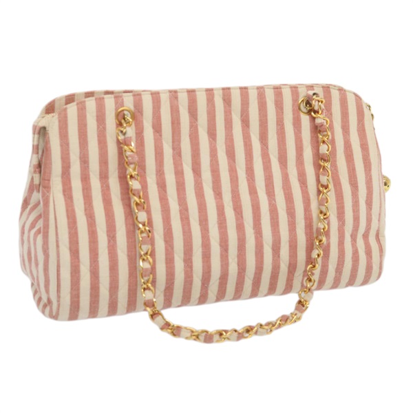 【原宿店限定】シャネル CHANEL ショルダーバッグ マトラッセ チェーン キャンバス ホワイト レッド レディース 69059SAV