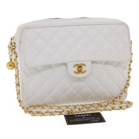 【原宿店限定】シャネル CHANEL ショルダーバッグ マトラッセ チェーン キャビアスキン ゴールド ホワイト レディース am1370gAV