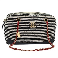 【原宿店限定】シャネル CHANEL ショルダーバッグ マトラッセ チェーン コットン ブラック ホワイト レディース 92066SM
