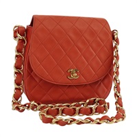 【原宿店限定】シャネル CHANEL ショルダーバッグ マトラッセ チェーン ラムスキン オレンジ ゴールド レディース 107881AV