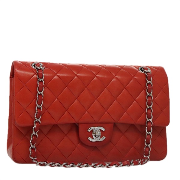 【原宿店限定】シャネル CHANEL ショルダーバッグ マトラッセ チェーン ラムスキン オレンジ シルバー レディース PP105AM
