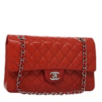 【原宿店限定】シャネル CHANEL ショルダーバッグ マトラッセ チェーン ラムスキン オレンジ シルバー レディース PP105AM