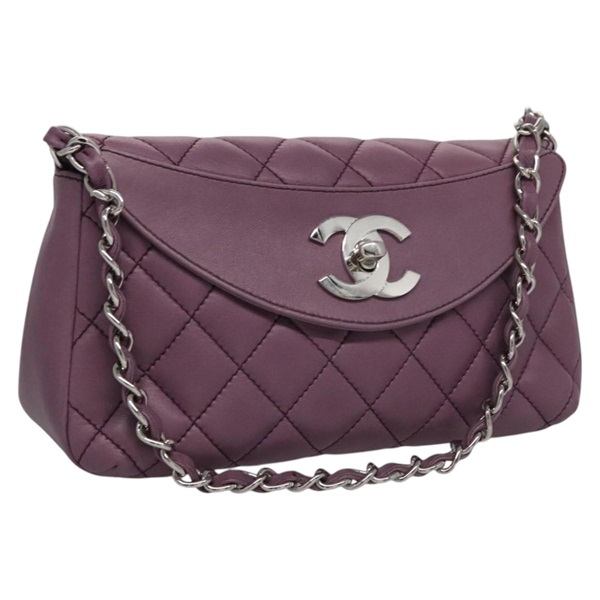 【原宿店限定】シャネル CHANEL ショルダーバッグ マトラッセ チェーン ラムスキン パープル レディース 110303AV