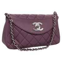 【原宿店限定】シャネル CHANEL ショルダーバッグ マトラッセ チェーン ラムスキン パープル レディース 110303AV