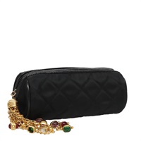 【原宿店限定】シャネル CHANEL ポーチ マトラッセ ナイロン ブラック ゴールド レディース 107851