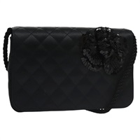 【原宿店限定】シャネル CHANEL ショルダーバッグ マトラッセ スパンコールフラワー サテン ブラック レディース 99855V
