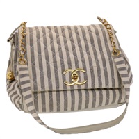 【原宿店限定】シャネル CHANEL ショルダーバッグ マトラッセ キャンバス ライトブルー ホワイト レディース 48071AV