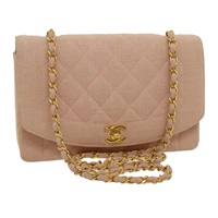 【原宿店限定】シャネル CHANEL ダイアナ ショルダーバッグ マトラッセ ターンロック チェーン キャンバス ピンク レディース 29889AV