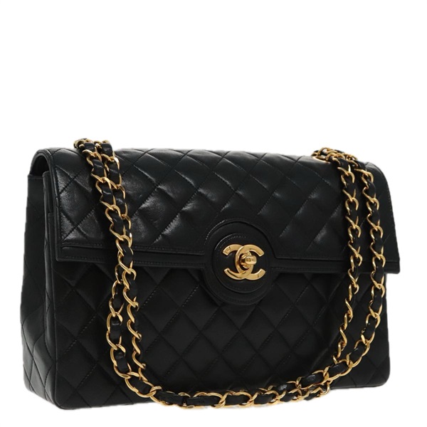 【原宿店限定】シャネル CHANEL ハンドバッグ マトラッセ ターンロック チェーン ラムスキン ブラック ゴールド レディース yk15738AV