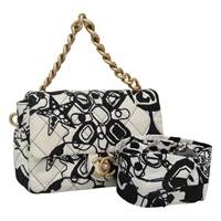 【原宿店限定】シャネル CHANEL ハンドバッグ ミニマトラッセ20 チェーン シングルフラップ ナイロン 2way ホワイト レディース PP235AM