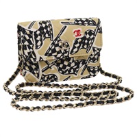 【原宿店限定】シャネル CHANEL ミニマトラッセ ショルダーバッグ キャンバス ベージュ ブラック レディース 55538AV