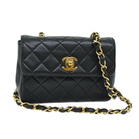 【原宿店限定】シャネル CHANEL ショルダーバッグ ミニマトラッセ ターンロック チェーン ラムスキン ブラック レディース 72435AV