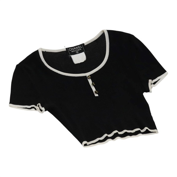 【原宿店限定】シャネル CHANEL タンクトップ ショートスリーブ コットン ブラック レディース FF0248M