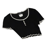【原宿店限定】シャネル CHANEL タンクトップ ショートスリーブ コットン ブラック レディース FF0248M
