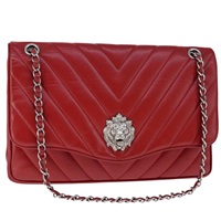 【原宿店限定】シャネル CHANEL ショルダーバッグ V ステッチ チェーン ラムスキン レッド レディース 102030A