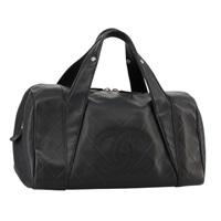 【原宿店限定】シャネル CHANEL ハンドバッグ Vステッチ レザー ブラック シルバー レディース hk1897V