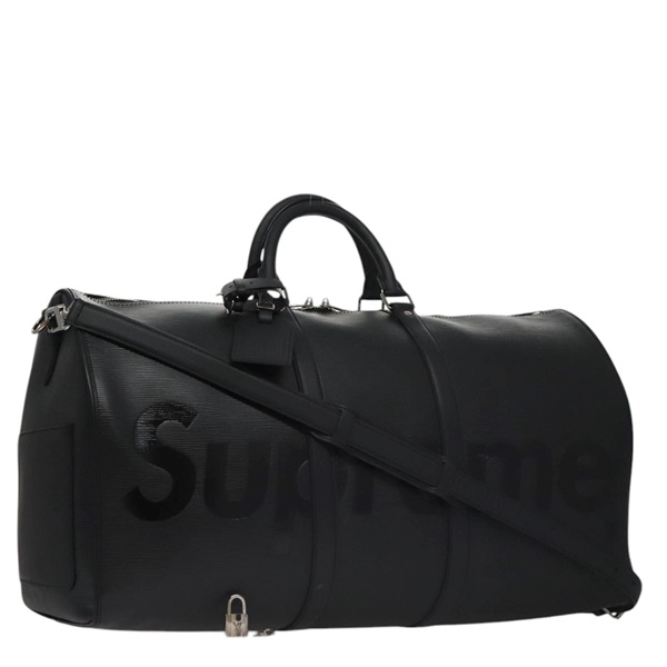 【原宿店限定】ルイ・ヴィトン LOUIS VUITTON キーポルバンドリエール55 ボストンバッグ エピ LV × Supreme ブラック M53433 レディース 95128SM