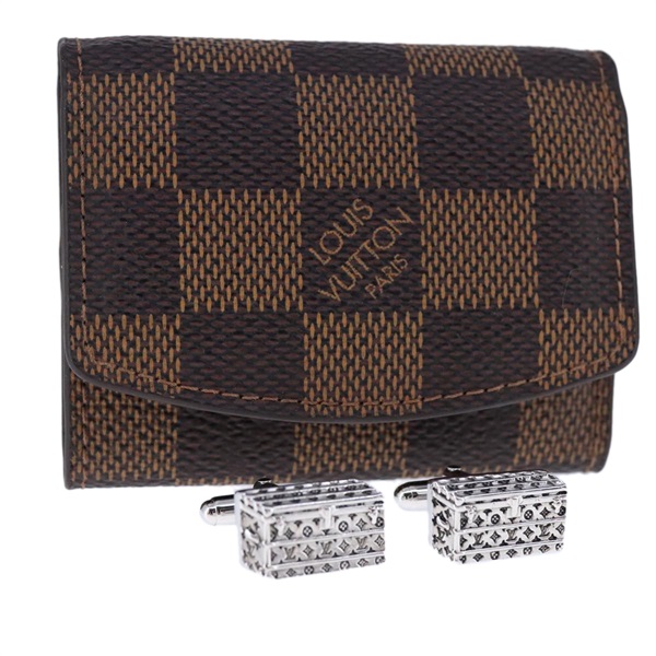 【原宿店限定】ルイ・ヴィトン LOUIS VUITTON ブトンドゥマンシェットトラベルアイコン カフスケース ダミエ エベヌ Ag925 シルバー PB0181 レディース 106728V