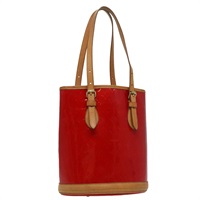 【原宿店限定】ルイ・ヴィトン LOUIS VUITTON バケットPM ショルダーバッグ モノグラムヴェルニ SPO レッド レディース bs18759V