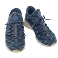 【原宿店限定】ルイ・ヴィトン LOUIS VUITTON スニーカー モノグラムデニム ファストレーンライン 5.5 ブルー レディース ak204V