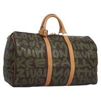 【原宿店限定】ルイ・ヴィトン LOUIS VUITTON キーポル50 ボストンバッグ モノグラム グラフィティ カーキ M92196 レディース EC602AV